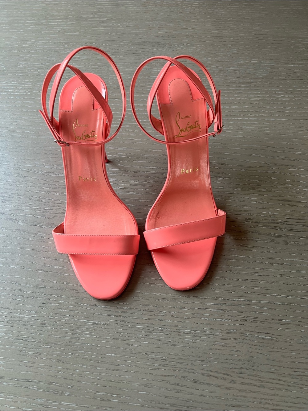 Christian Louboutin Coral Open-Toe Ankle-Strap Heels